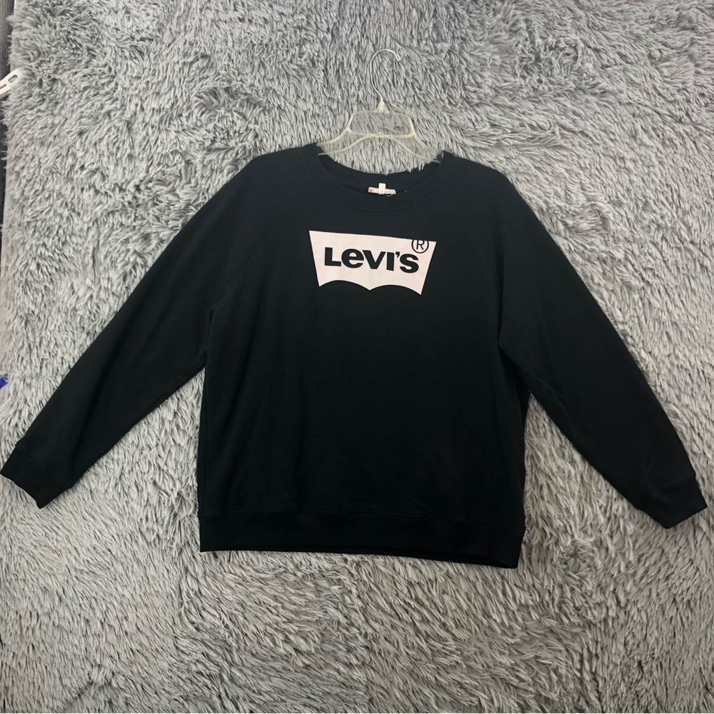 Levis Sweatshirt Womens Xl Fits Smaller Spellout Logo Black White